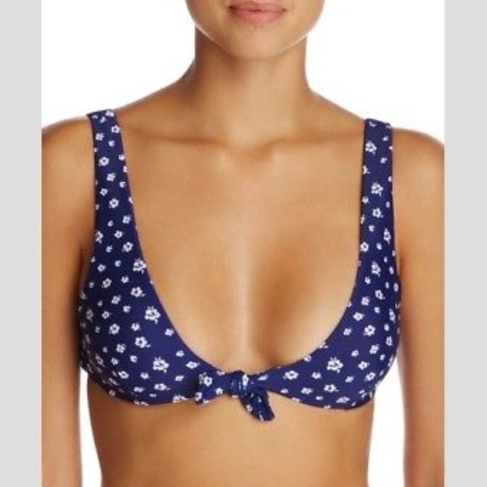 NEW MINKPINK SWIM Navy Floral Mantaray Tie Bikini